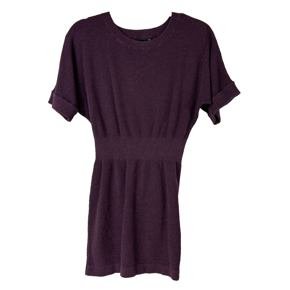 Express Mini Dress Womens‎ Small Purple Sparkling Knit Short Sleeve Round Neck